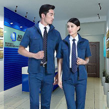 時尚夏季合體滌棉細斜短袖工作服FY621